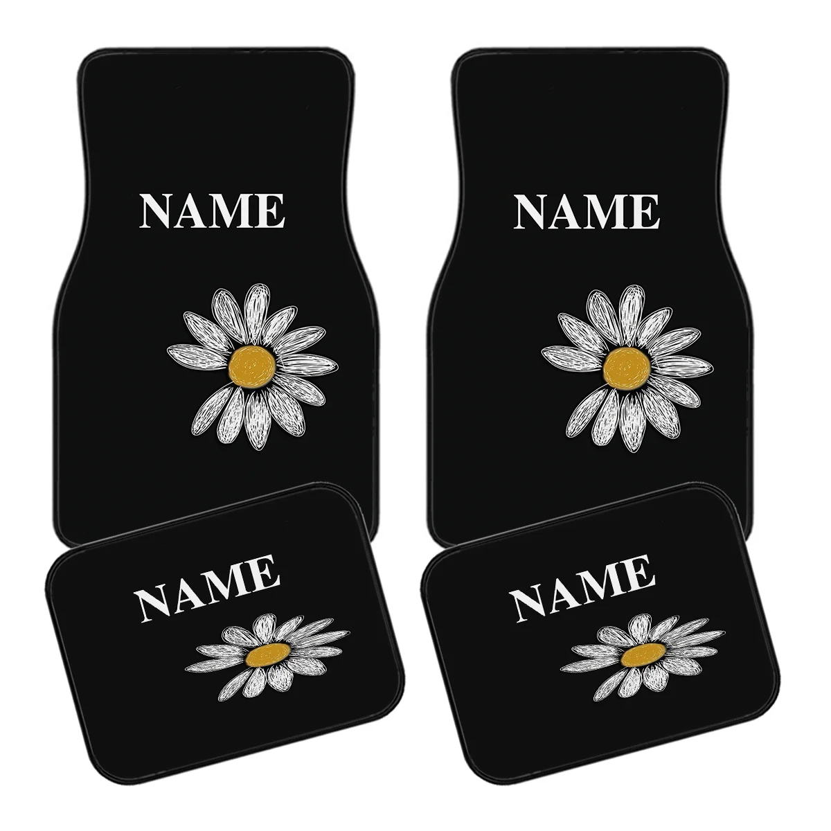 4pcs Customizable Car Floor Mats Featuring A Minimalist Daisy Design - The Perfect Gift For Christmas, Halloween, Father'S Day,