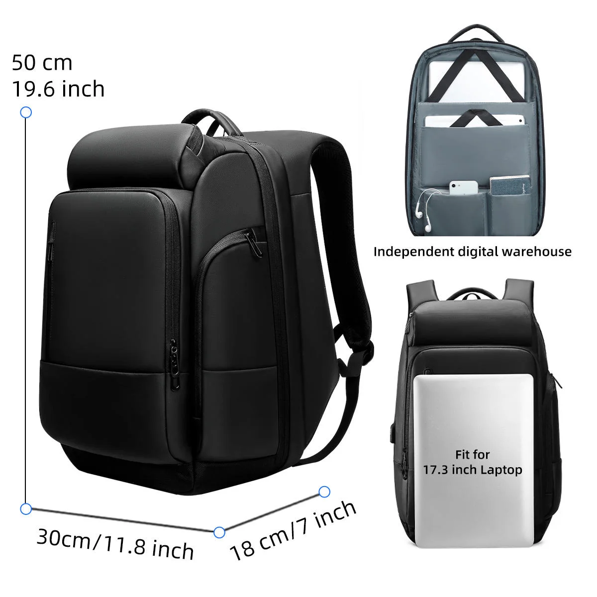 Geestock USB شحن كمبيوتر محمول للأعمال على ظهره متعددة جيوب سعة كبيرة حقيبة السفر مقاوم للماء موضة الرجال على ظهره