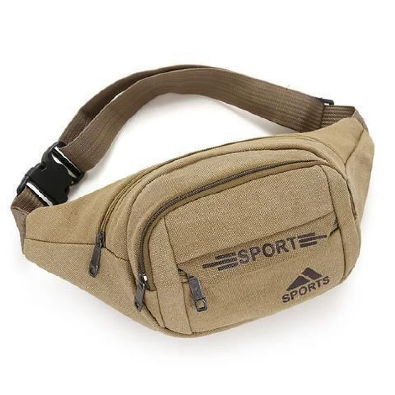 Bolsa de cintura de lona esportiva masculina de grande capacidade Fanny Pack, bolsa masculina para cinto de telefone ao ar livre, bolsa casual crossbody, moda