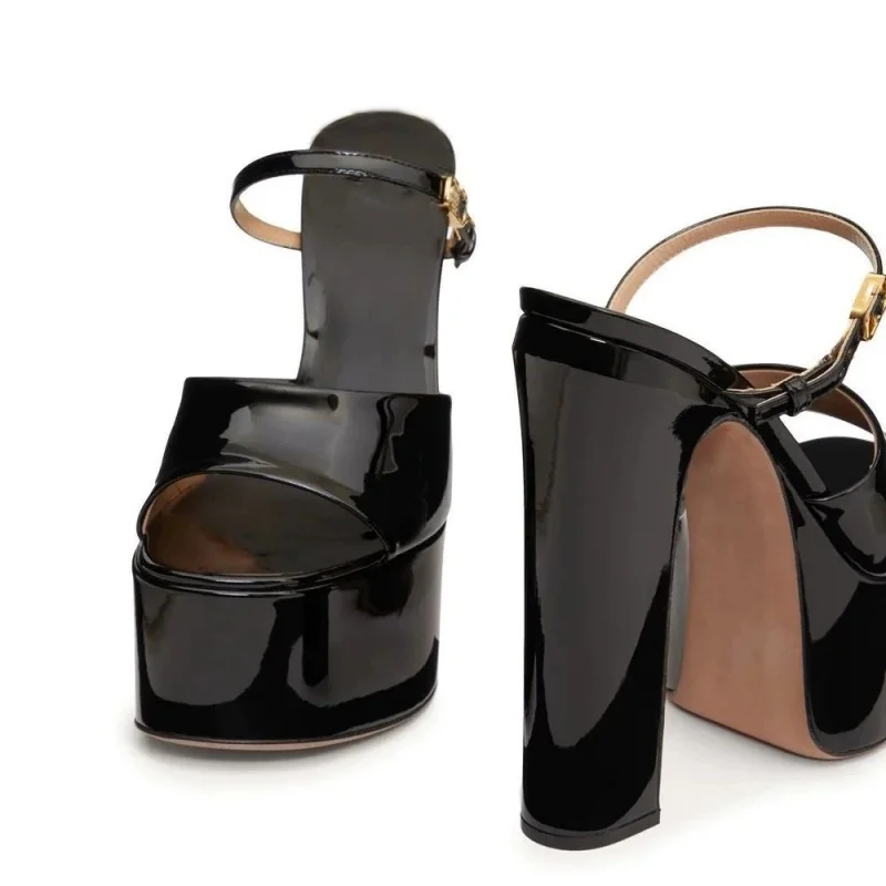 Plataforma altura crescente sandálias femininas dedo do pé redondo fivela de salto bruto femme bombas peep toe respirável festa ao ar livre sapatos senhora