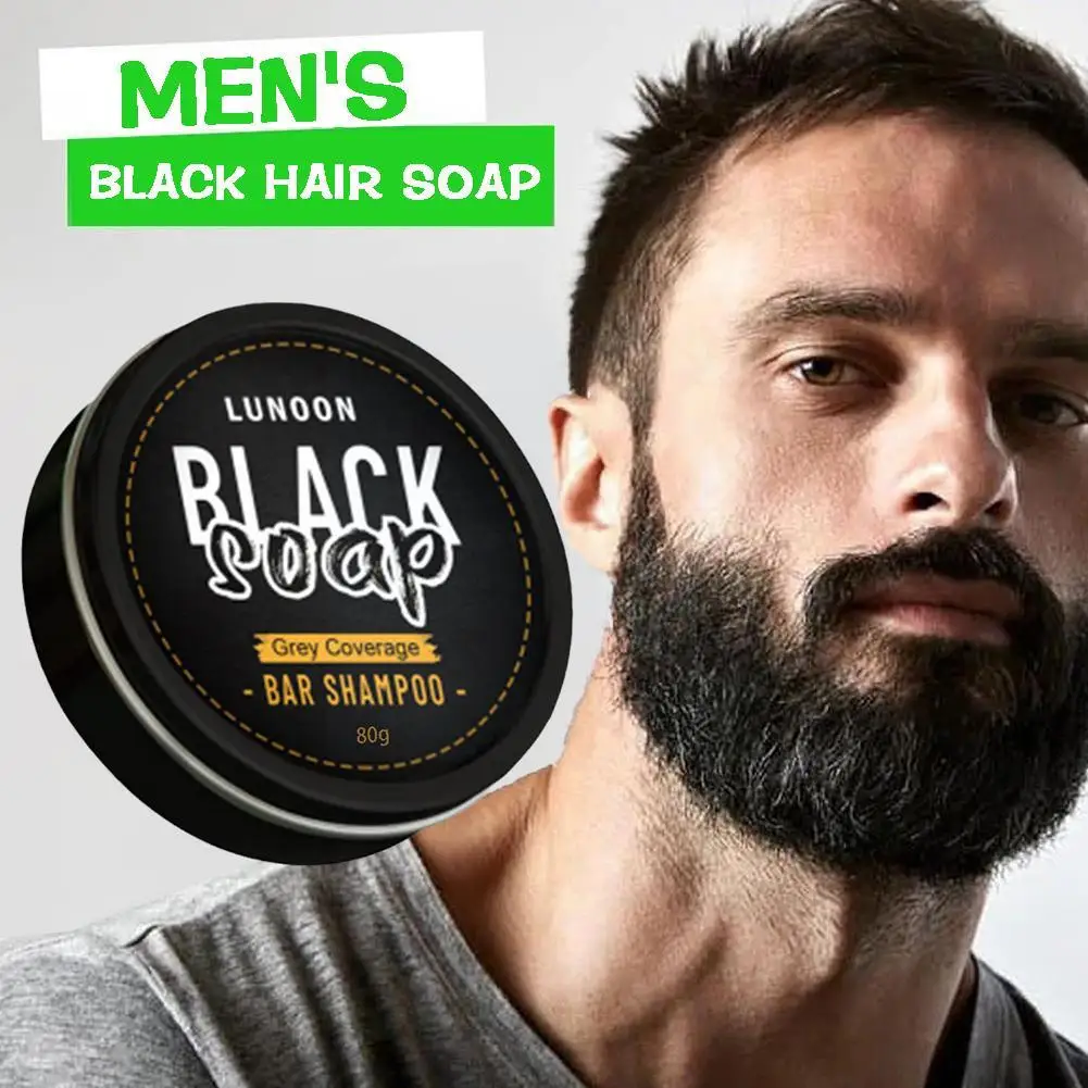 80g Men's Black Hair Soap Nourishing Hair Root Anti-stripping Control Hair Black Soap Oil Bright F2V6