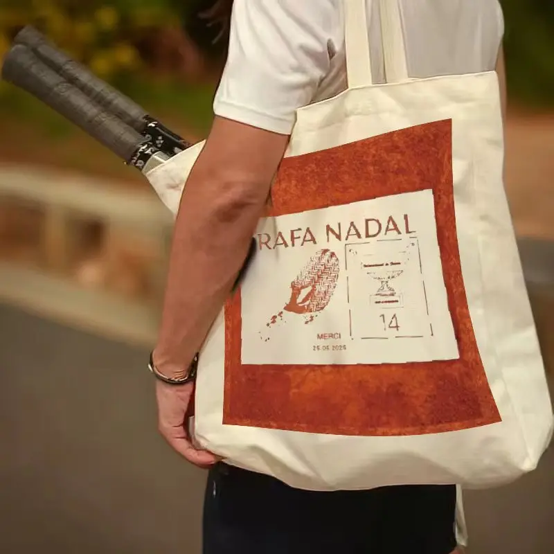limited-edition-nadal-french-open-14-crown-retirement-commemorative-tennis-canvas-bag-shopping-bag-commuting-bag-unisex-daily