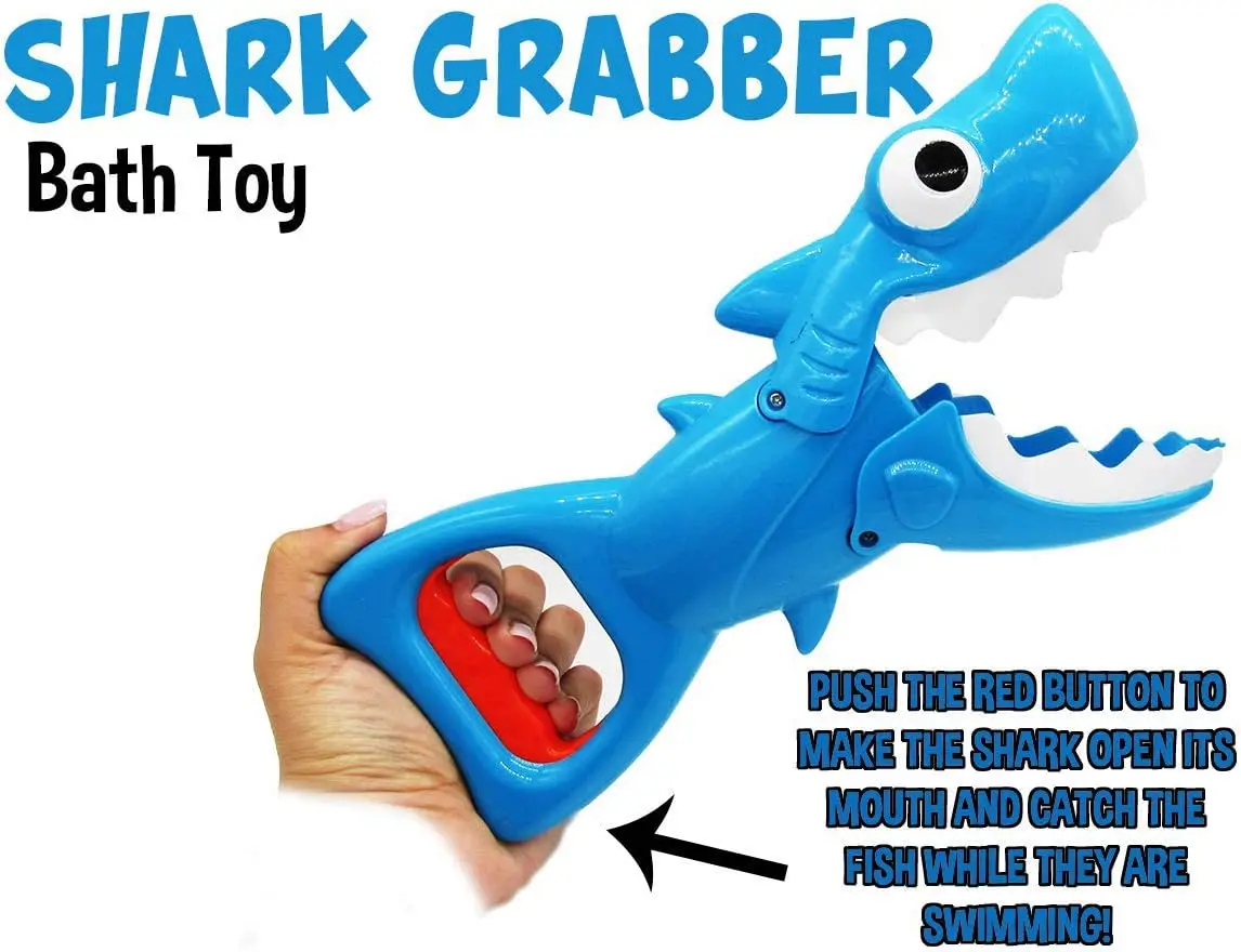 Juguetes de baño Shark Grabber con acción para morder los dientes, incluyen 4 peces de juguete, juguetes de natación, bañera de piscina para niños, niñas, niños pequeños, regalo