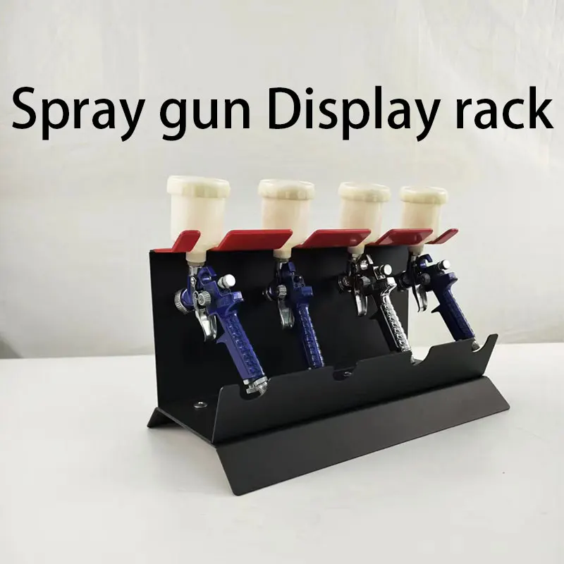 Four gun black bracket with rubber cushion wrapped edge, table removable gun support display rack, integrated gun display rack