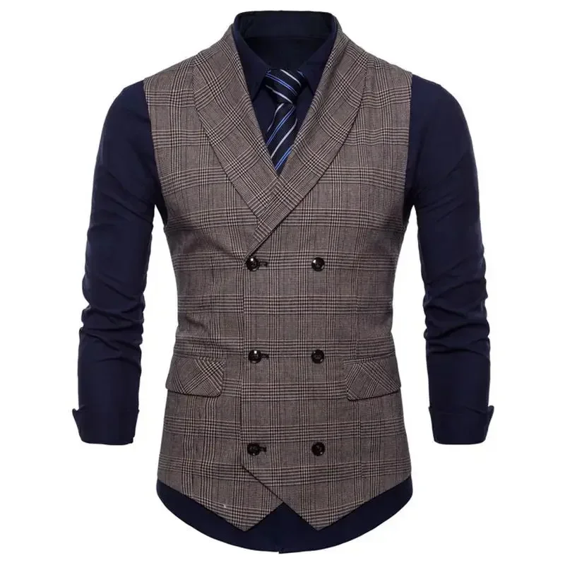 

2023 New British Style Business Vest Fashion Slim Fit Casual Check Small Vest