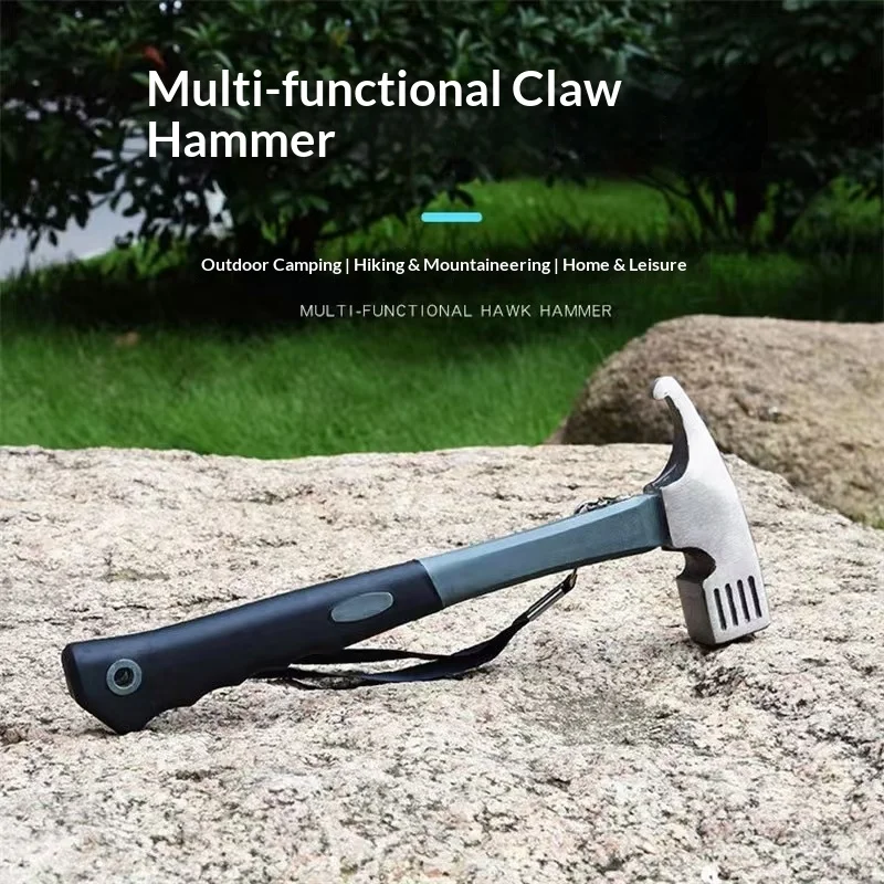 Martillo Portátil de Acero al Carbono para Tiendas de Campaña - Herramienta Multifunción para Sacar Estacas, Martillo, Extractor de Toldos y Cubiertas