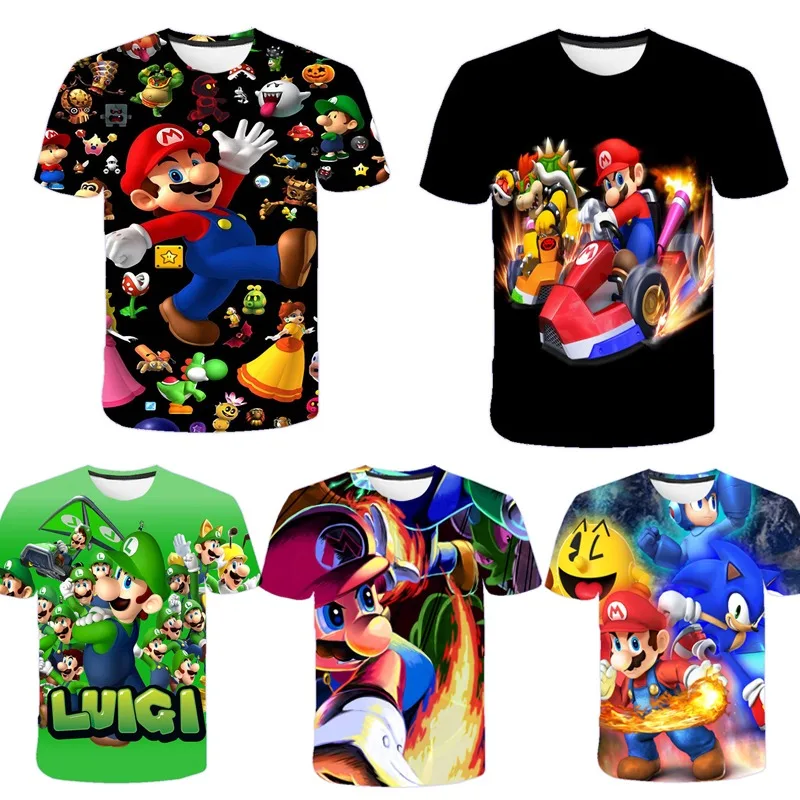 

Game Marios Peripheral Short Sleeved 3D Printed T-shirt Short Sleeved Round Neck Summer Couple Clothing Party Decoration Supplie