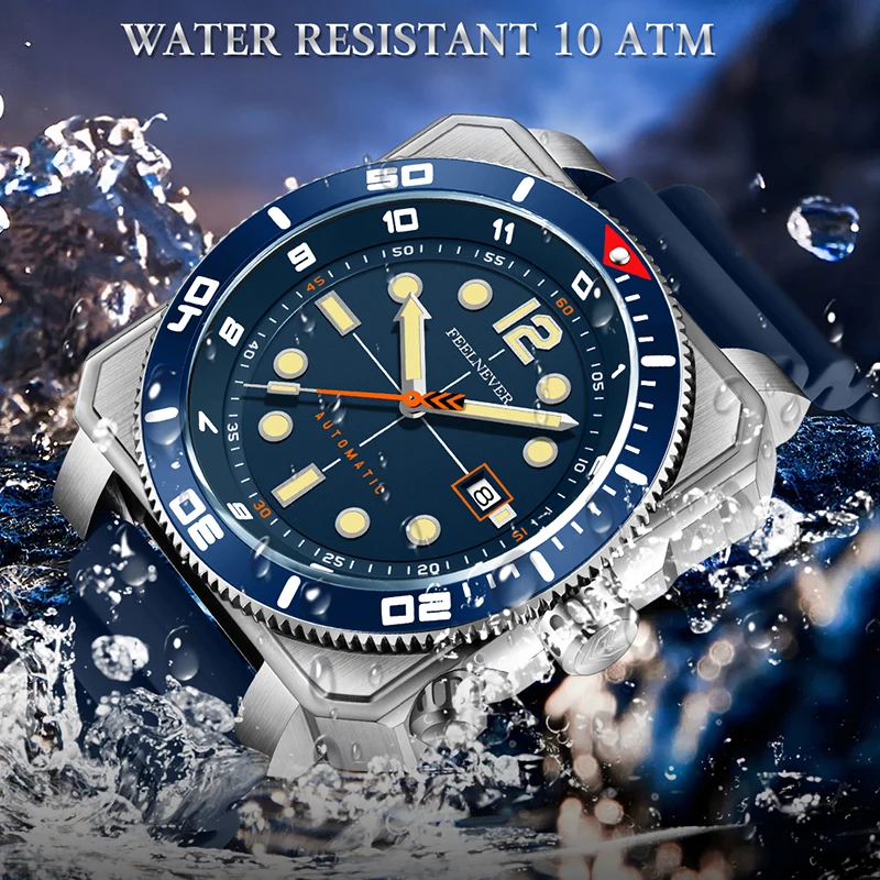 FEELNEVER New Sapphire Automatic Watches for Men Fashion Business Diving Watch Men 1000M Waterproof Men's Mechanical Wristwatch