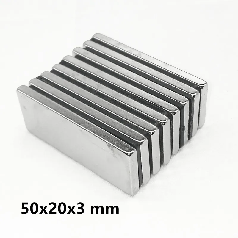 2~20pcs 50x20x3 mmStrong Quadrate Neodymium Magnet 50mm x 20mm NdFeB Magnetic magnet 50x20x3mm Rare Earth Magnets sheet 50*20*3