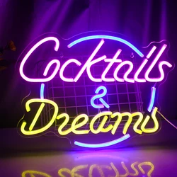 Cocktails Neon Led Sign Cocktails Neon Signs for Wall Decor with USB Powered for Party Beer Bar Club Man Cave Restaurant Shop