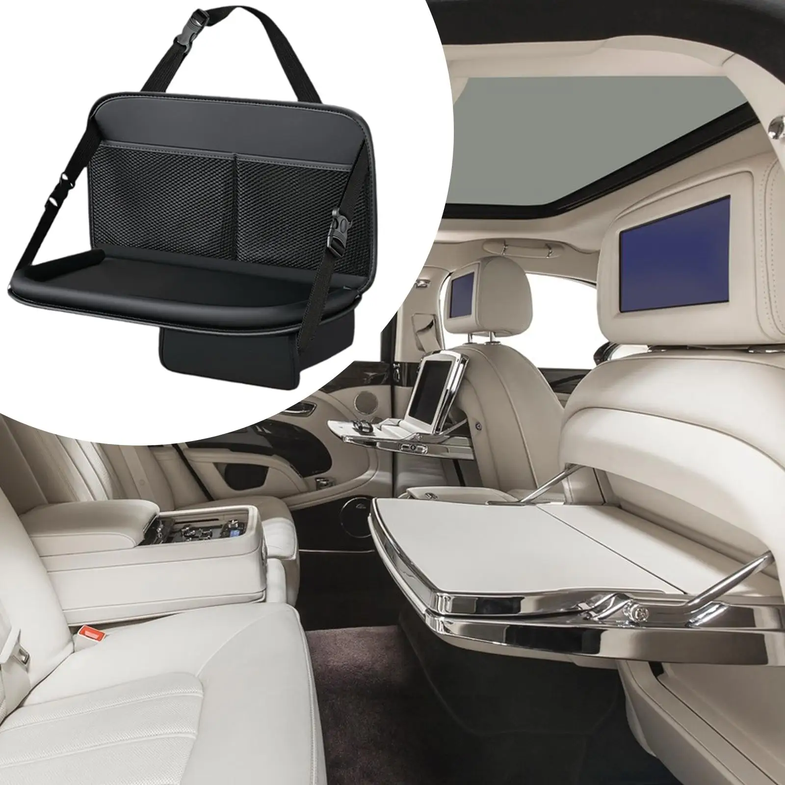 Car Back Seat Organizer PU Leather Practical Accessory Multi Pocket Easy Installation Universal Car Dining Table Storage Bag