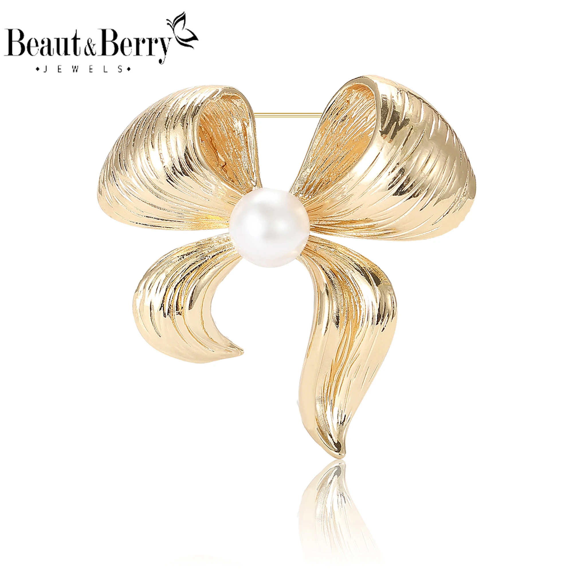 

Beaut&Berry Classic Glossy Bow Brooches for Women Creative Pins Friends Party Gifts Banquet Jewellery Accessories