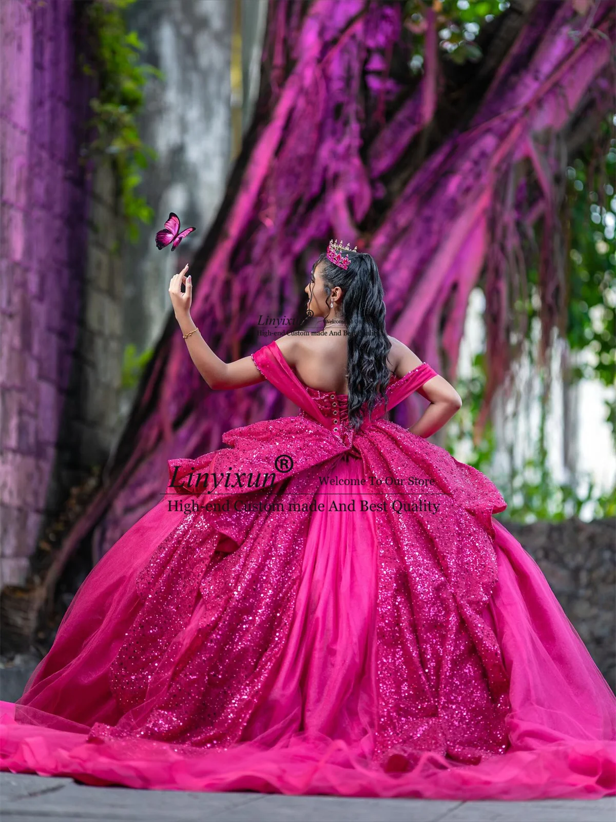 Princess Ball Gown Quinceanera Dresses Glitter Sequin Customized Corset Sweet 16 Gown Mexican Off Shoulder Vestidos De 15 Años