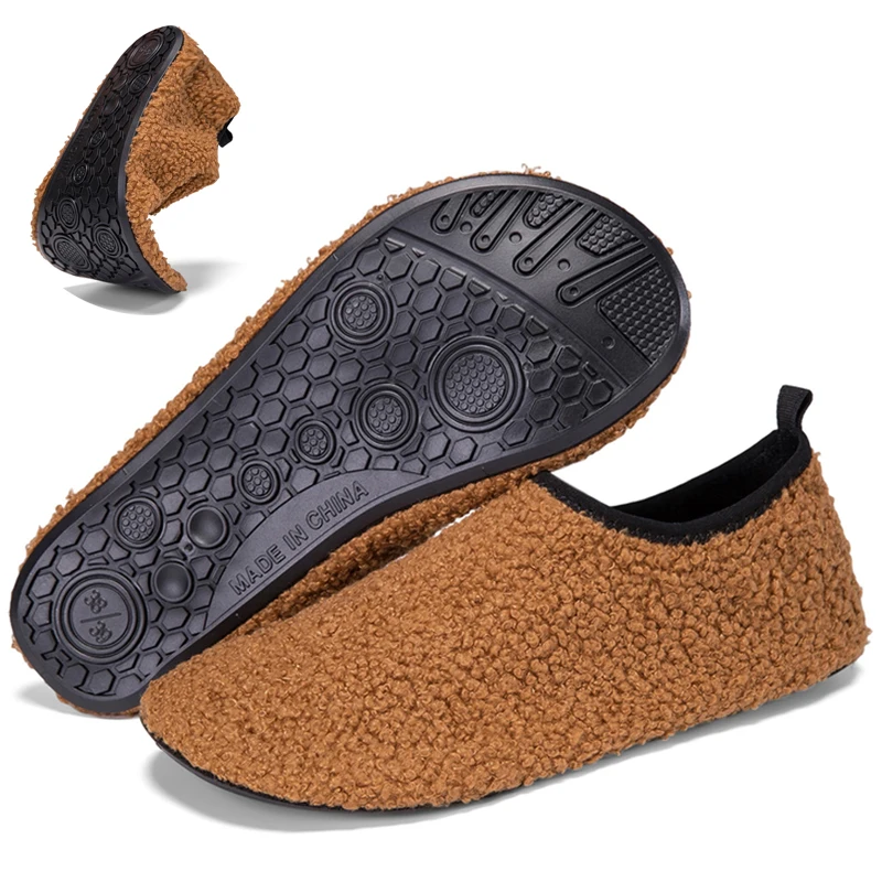 

Women's Yoga Shoes Soft Plush Warm Indoor Home Footwear Comfortable Couples Shoes Men Non-slip Rubber Sole Winter Plush Slipper