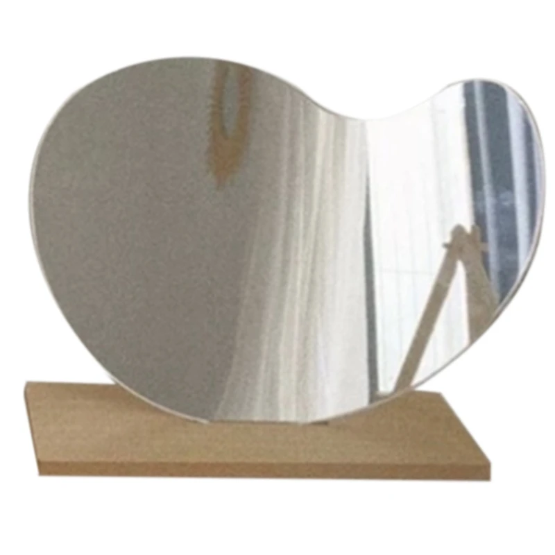 Không Đều Gương Trang Điểm Mỹ Phẩm Ins Gương Acrylic Để Bàn Trang Trí Nhà Với Đế Gỗ Cho Phòng Khách Phòng Tắm Phòng Ngủ