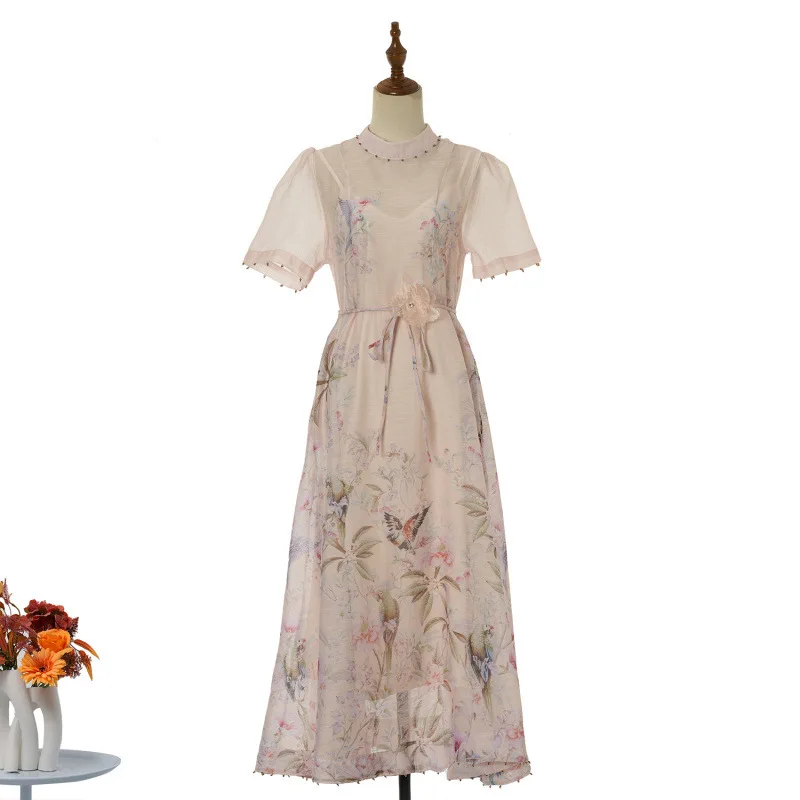 Heavy Embellied Lace Trim ort Sve Loose Linen Dr 2 Piece Set 4 Colors Street Sle High Waist Velvet Fabric Casual ...