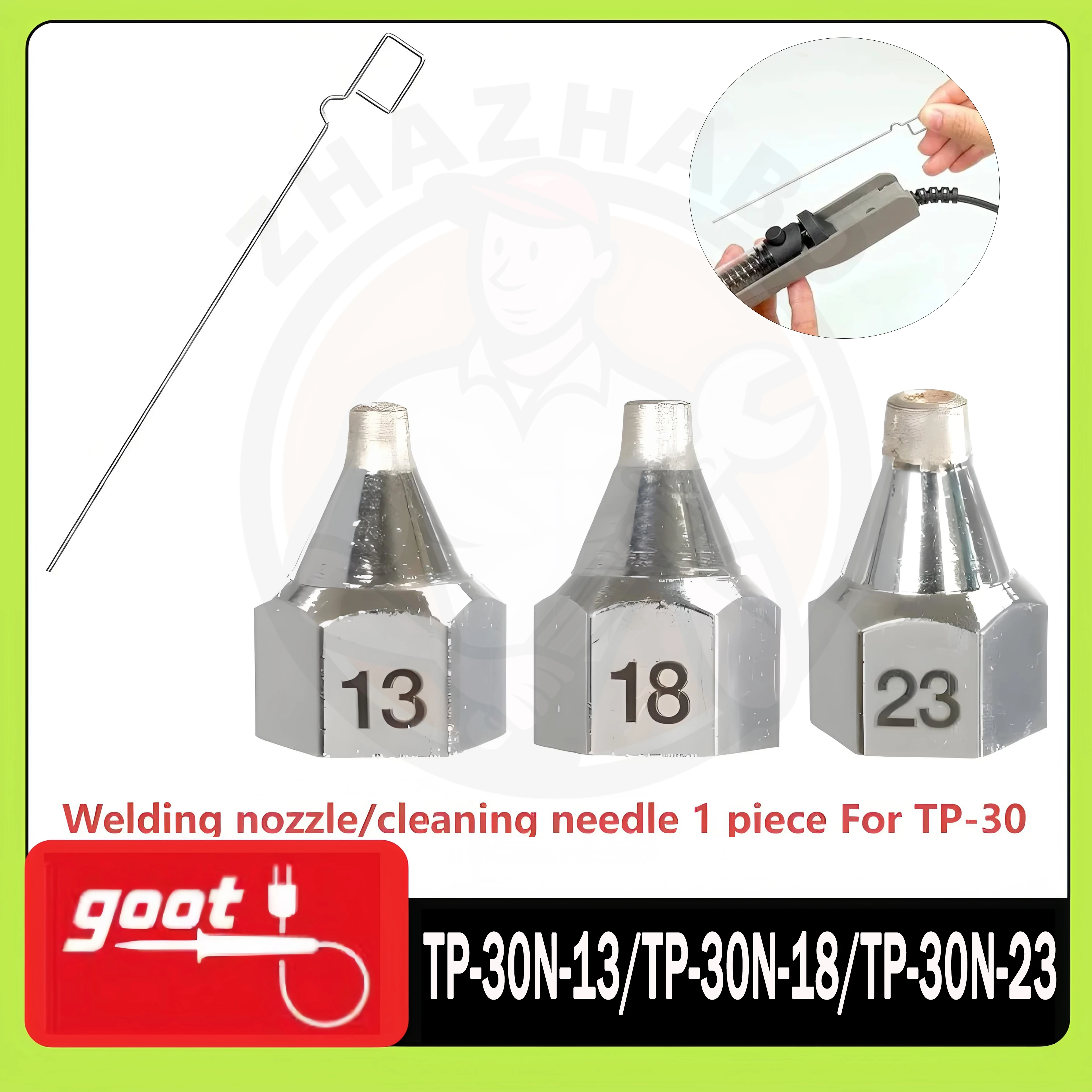 

GOOT TP-30CP-12/TP-30N-13/TP-30N-18/TP-30N-23 Replaceable welding nozzle/cleaning needle for TP-30 welding accessories 1 unit.