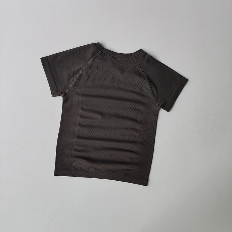 Sommer-Fitness-Kurzarm-Atmungsaktiver Lauf-Yoga-Anzug für Frauen Schnelltrocknendes Slim-Fit Elastisches Lauf-Sport-T-Shirt – Detail 6