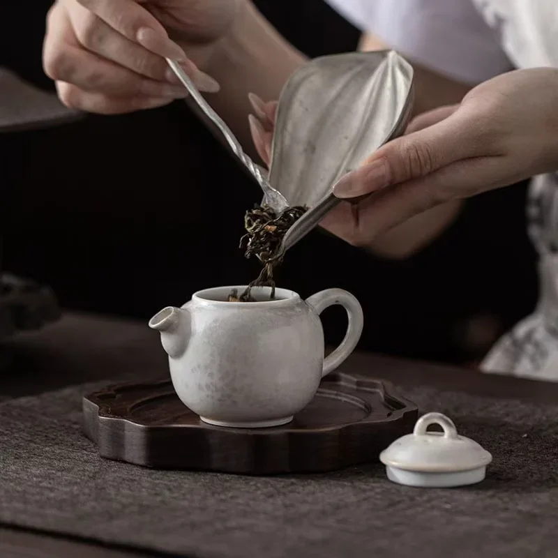 80ML Ink and Wash Shino Tingyu Teapot Chinese Retro Teapot One Person Drinking Small Teapot Ceramic KungFu TeaSet Craft Ornament