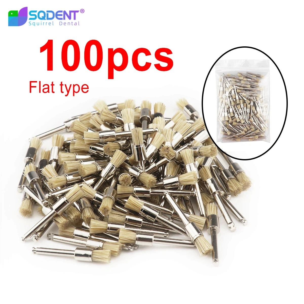 100pcs Brown Dental Polishing Brushes Quality Bristle Material Dental Polishing Prophy Brushes Brown Color Teeth Whitening Tools