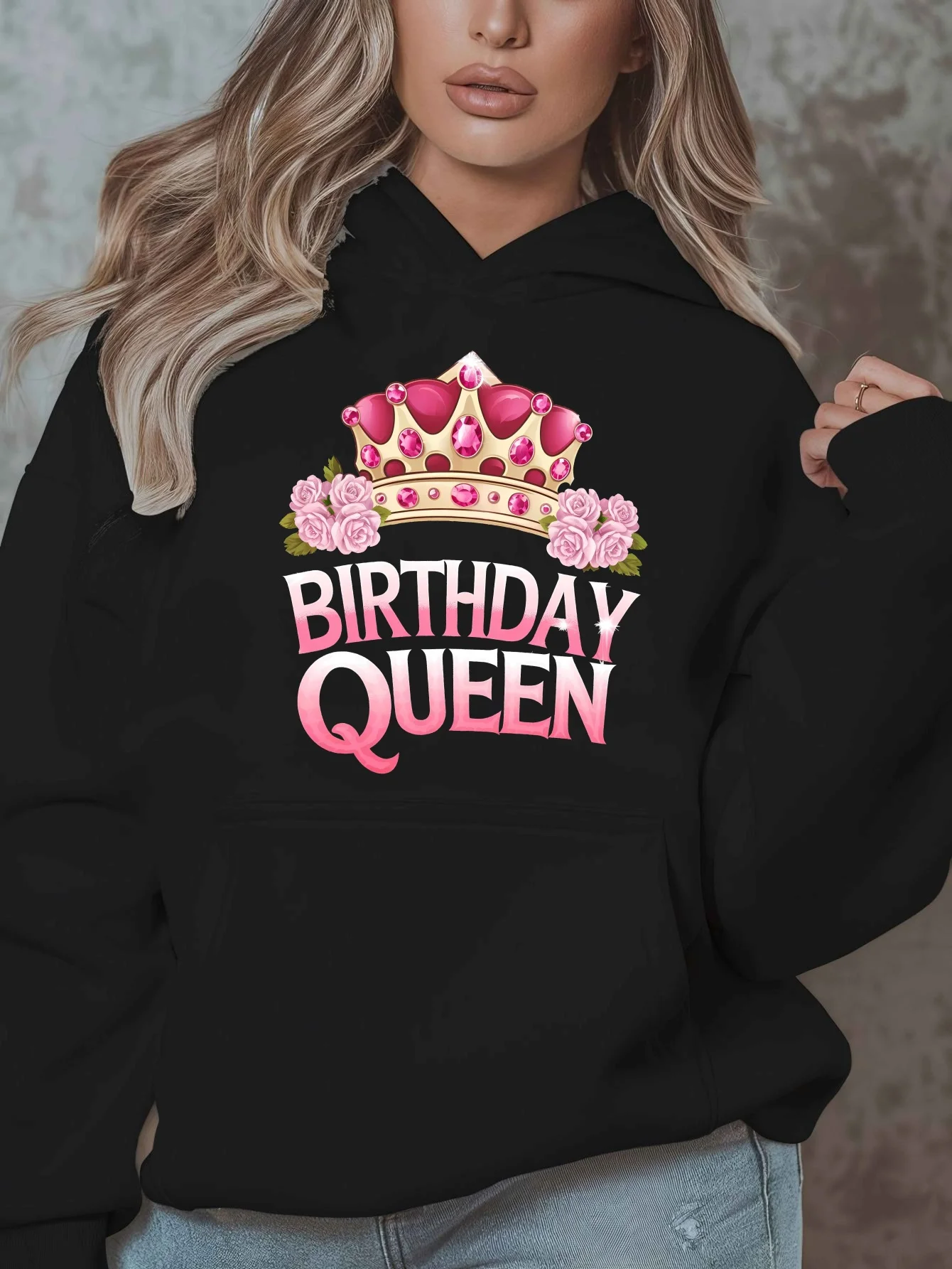 

Birthday Queen Print Hoodie Men's and Women's Long Sleeve Sweatshirt Pullover Y2k Tops Casual Autumn Winter Clothing Streetwear
