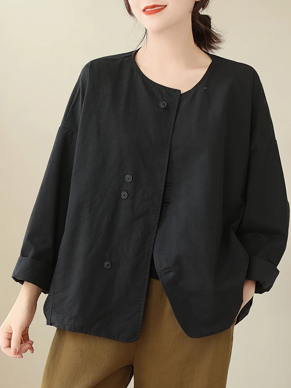 2025년 신상 여성용 루즈핏 롱 슬리브 순면 웨이드 컬러 아우터웨어 버튼업 가디건 캐주얼 슬레 앤 피...