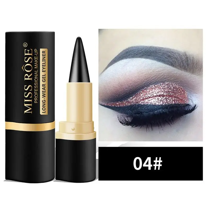 Miss Rose Black Eyeliner Gel Stick Cosmetic Waterproof Eye Liner Pencil Matte Waterproof Retractable Eyeliner Eyeliner Gel Stick