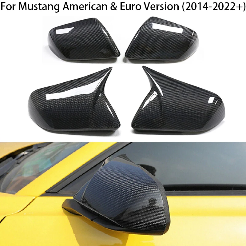 

For Ford Mustang 2015-2022 Dry Carbon Fiber Side RearView Mirror Cover Cap With Tuning Light Europe & America Model