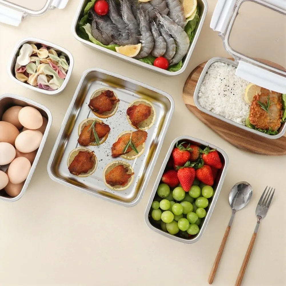 Robust Stainless Steel Lunch Box with Sealed Lid for Spill Transport Rated for Refrigerator and Storage Conditions
