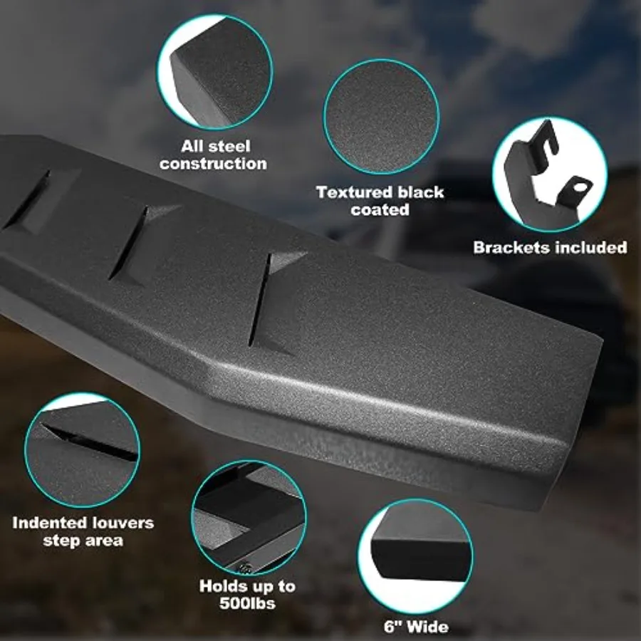 6 لوحات تشغيل متوافقة مع 20192025 Dodge Ram 1500 New Body Crew Cab لا تناسب Ram Classic Side Step Nerf Bar Textured Bl #2