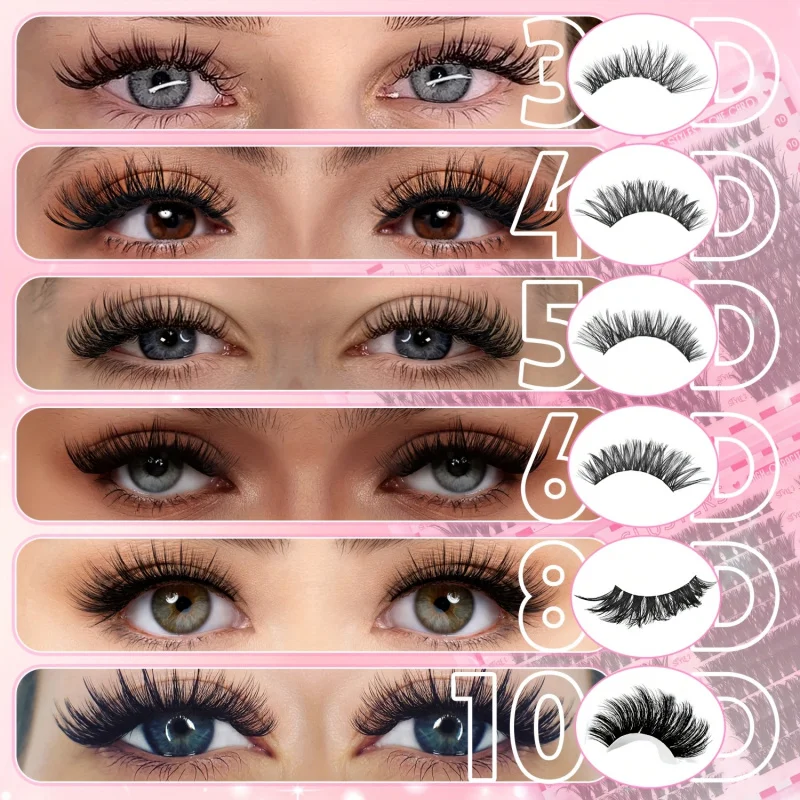 ชุดต่อขนตาปลอม/ชุดต่อขนตาปลอมแบบธรรมชาติและหนา, ขนตาปลอม, ชุดต่อขนตาแบบกลุ่ม DIY (ชุด 30406080100D)