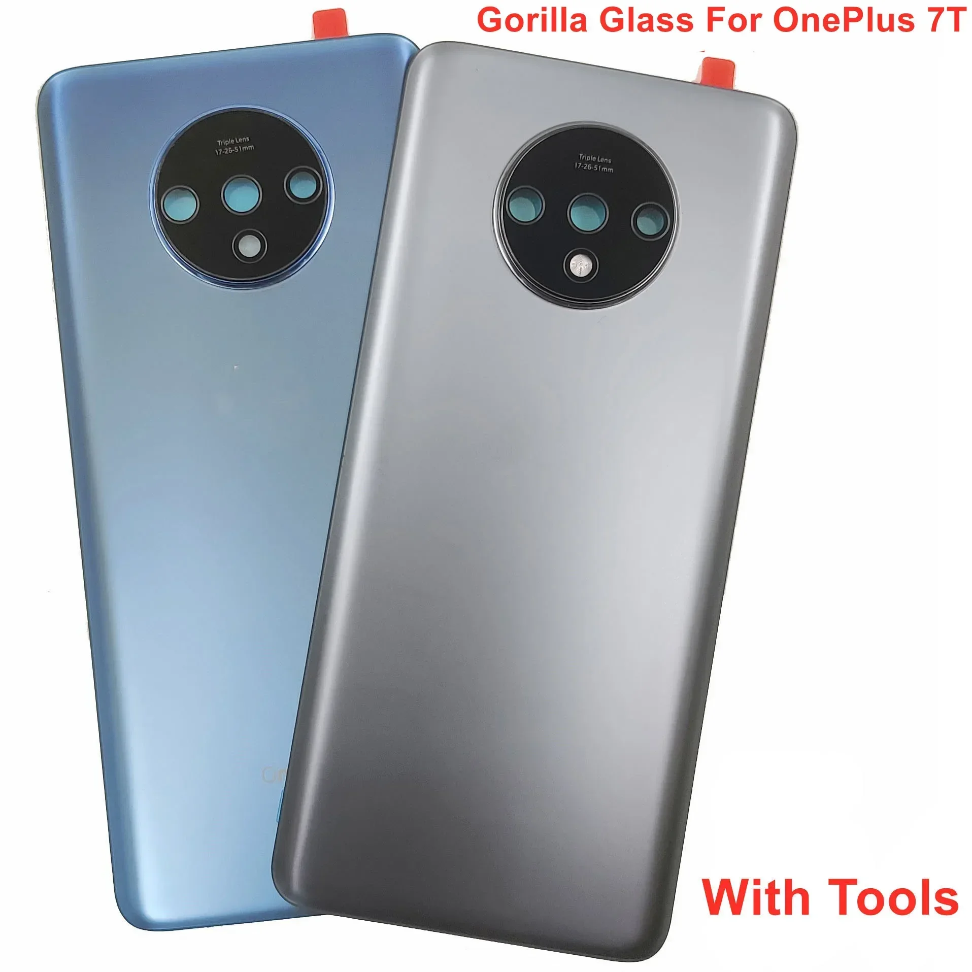 A+++ Gorilla Glass Back Lid Door For OnePlus 7T Hard Battery Cover Rear Housing Shell Case With Camera Lens Adhesive Sticker