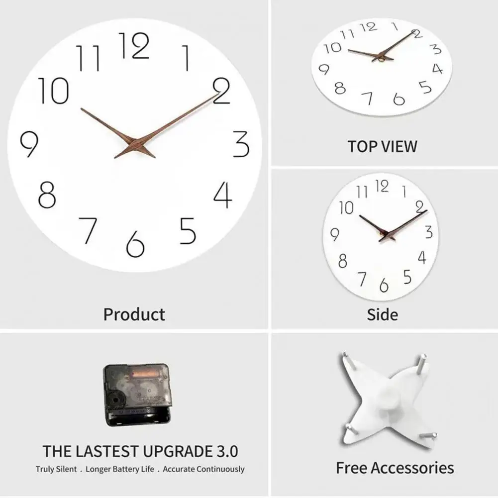 Rustic Wooden Wall Clock Silent Non-ticking Wooden Wall Clock Battery Operated Decorative Hanging Clock for Home Office Bathroom
