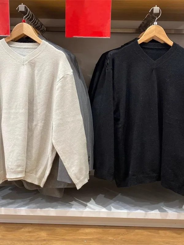 

Women's V-ne Knitwear Pure Color Loose Long Sve Sweater Autumn Winter New Sle Commute Sle Basic Color Crew Ne