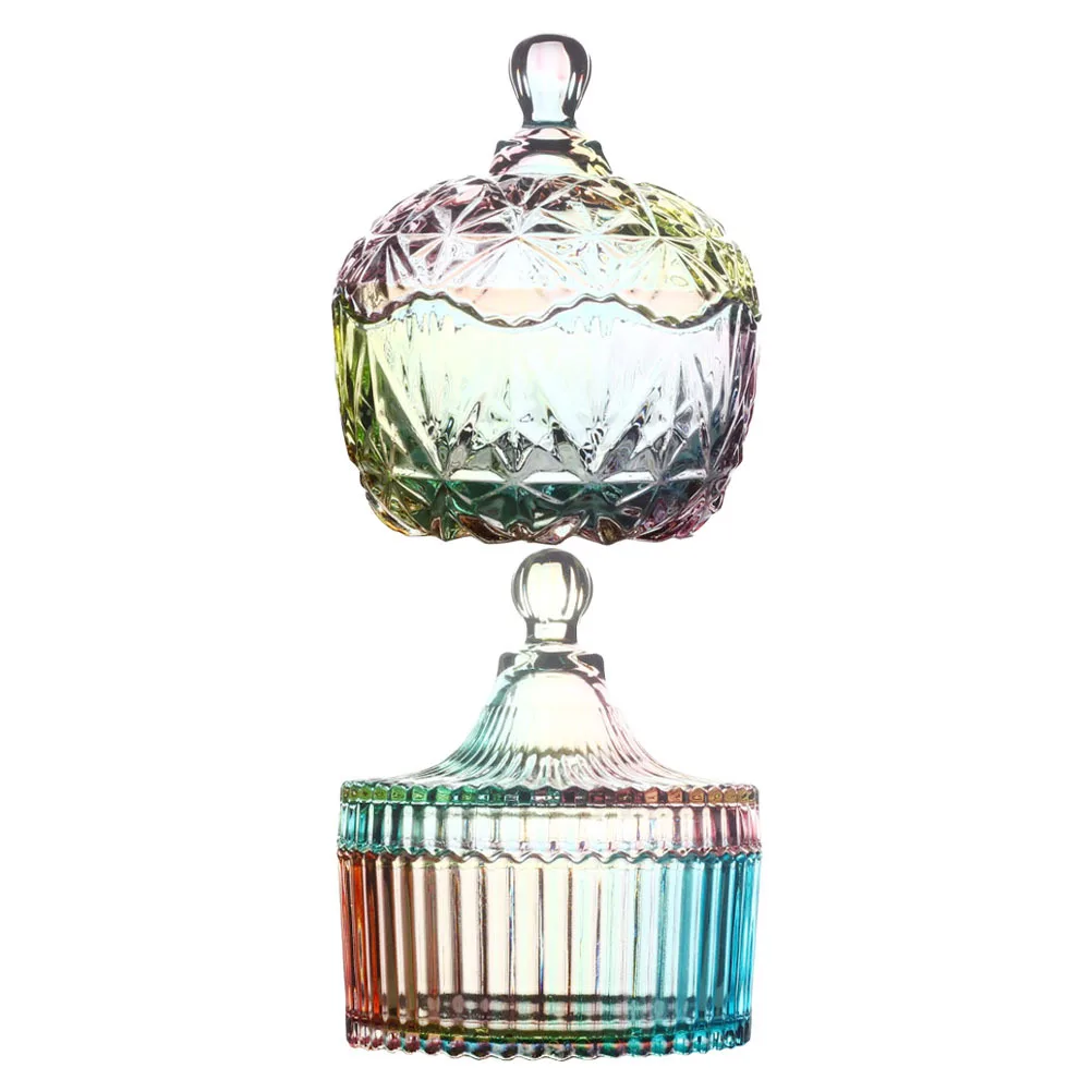 

2Pcs Glass Candy Jar Transparent Storage Jar Kitchen Snack Container Sealing Food Storage Canister for Tea Nuts Grains