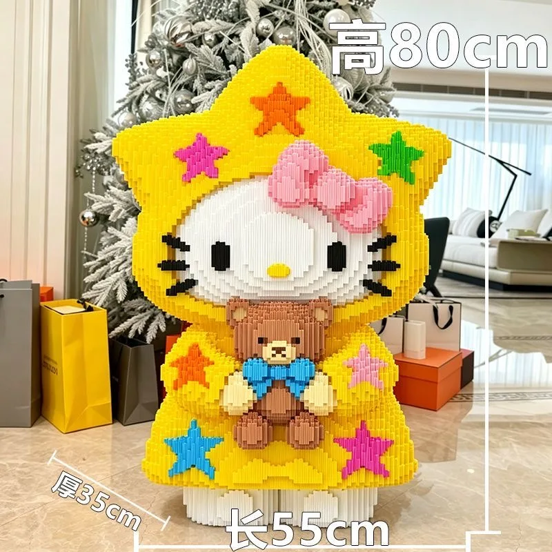 Giant Hello Kitty KT cat DIY building block Compatible building block particles, difficult to assemble toys birthday gift