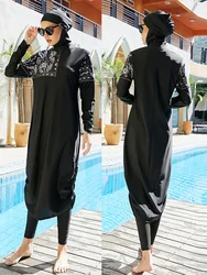 2024 Stylish Muslim Swimwear 3 Piece Dress Set Modest Long Robe Swimming Suit Musulman Hijab Swimsuit Islamic Swimwear