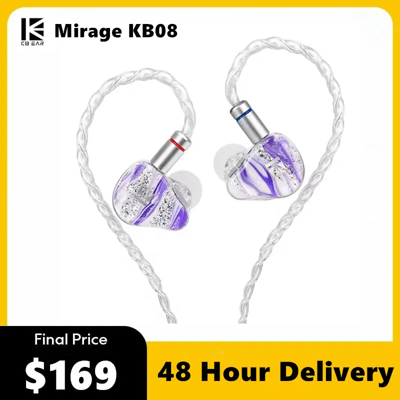 KBEAR Mirage KB08 1DD 1BA 2マイクロ平面磁気ドライバー搭載HiFiインイヤーイヤホン、5N OFCワイヤー付き着脱式ケーブルヘッドホン