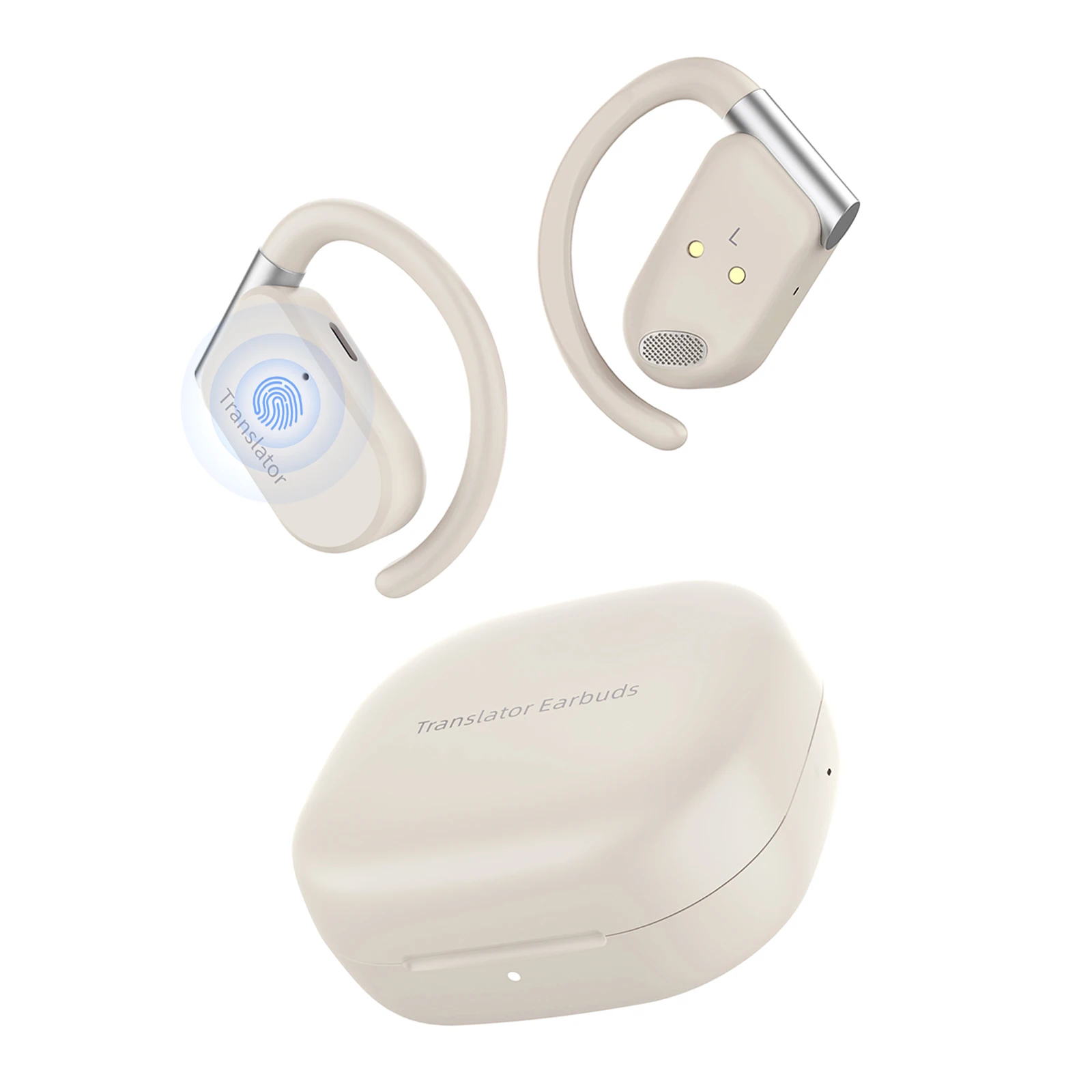 Earbud Penerjemah Wooask M9, Earphone Penerjemah Waktu Nyata Dua Arah OWS, Online 144 Bahasa dengan 11 Paket Offline, Tidak Perlu WiFi