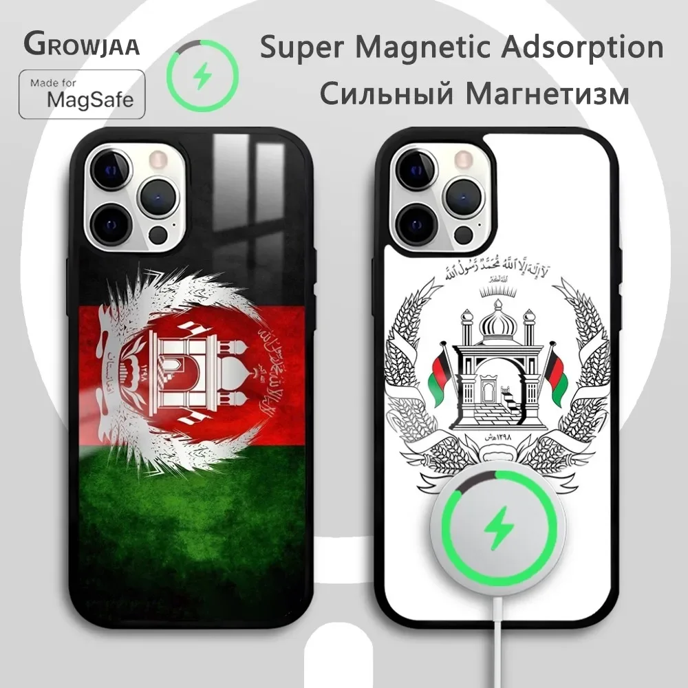 Afghan Afghanistan Flag Luxury Phone Case For iPhone 16 15 14 13 12 11 Pro Max Plus Mini New Magsafe Mirror Wireless Magnetic Co