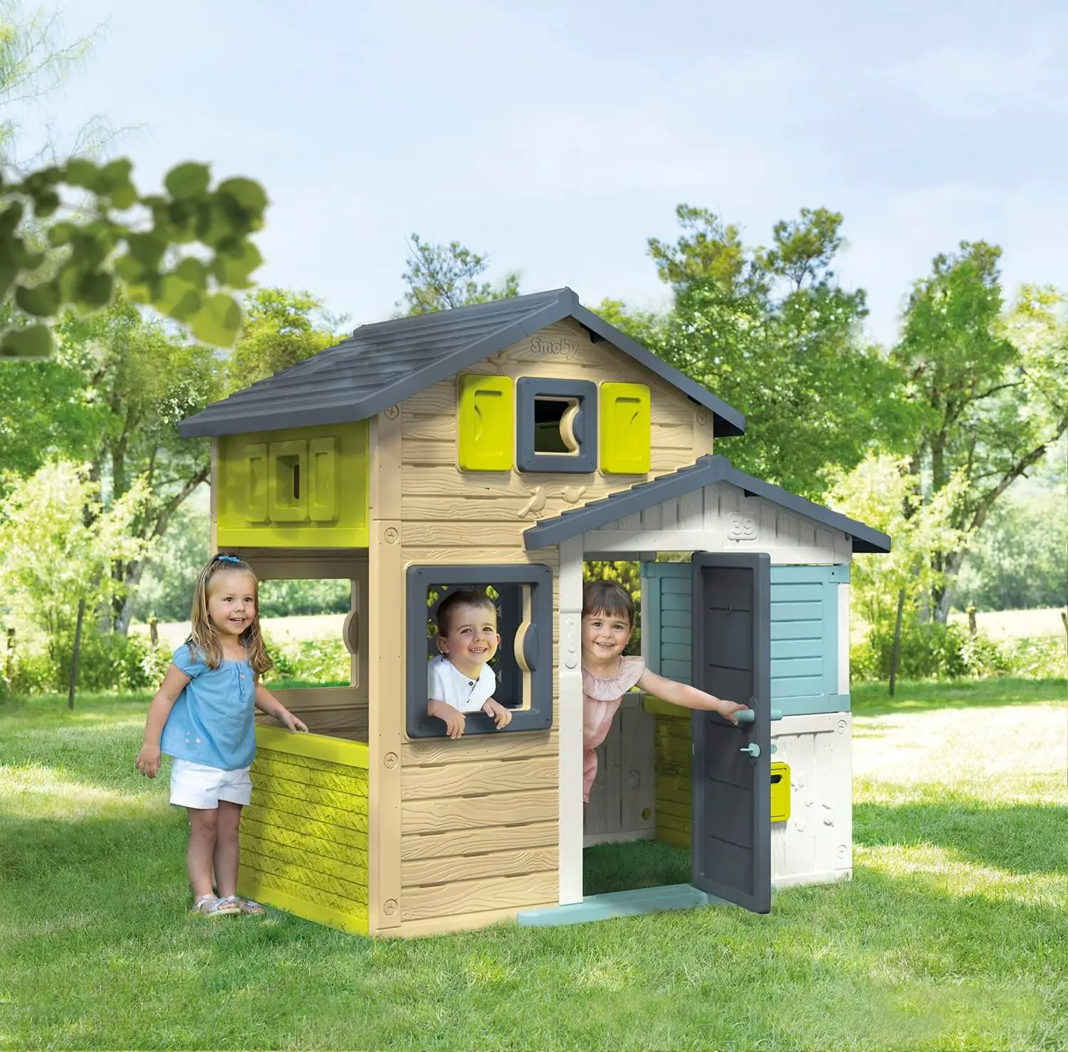 Smoby - 810204 Friends House Evo Children's Garden Shed - Customisable with Smoby Accessories - Post Box