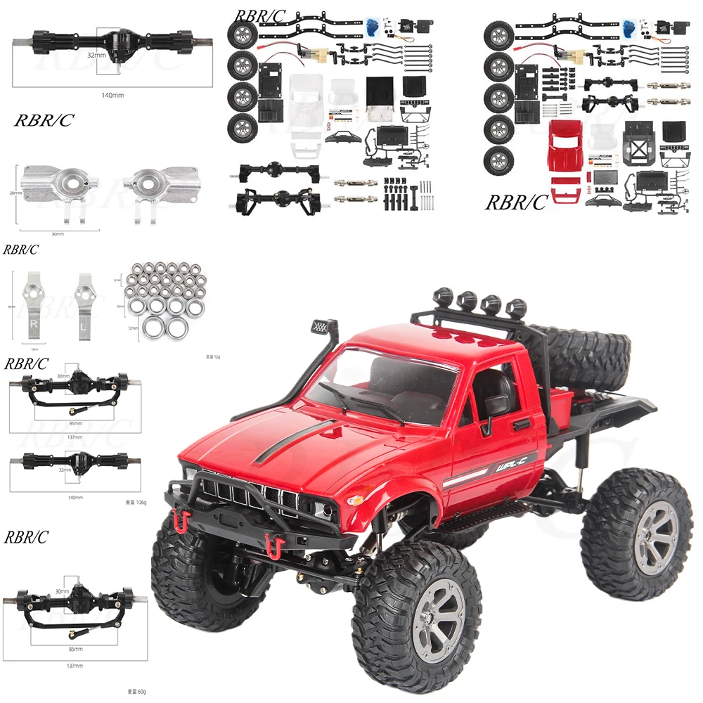 WPL C24 C14 RC Car Spare Parts Metal Front and Rear Door Bridge Assembly Full Set Bearing Steering Cup Upgrade Modified Accessor