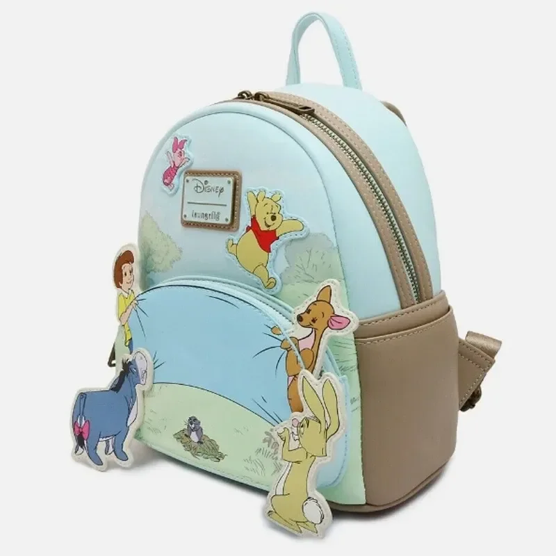 Hot Disney Winnie Bear And Friends Mini Backpack Women Pu Leather Double Shoulder Bag Cartoon Eeyore Tigger Peripherals