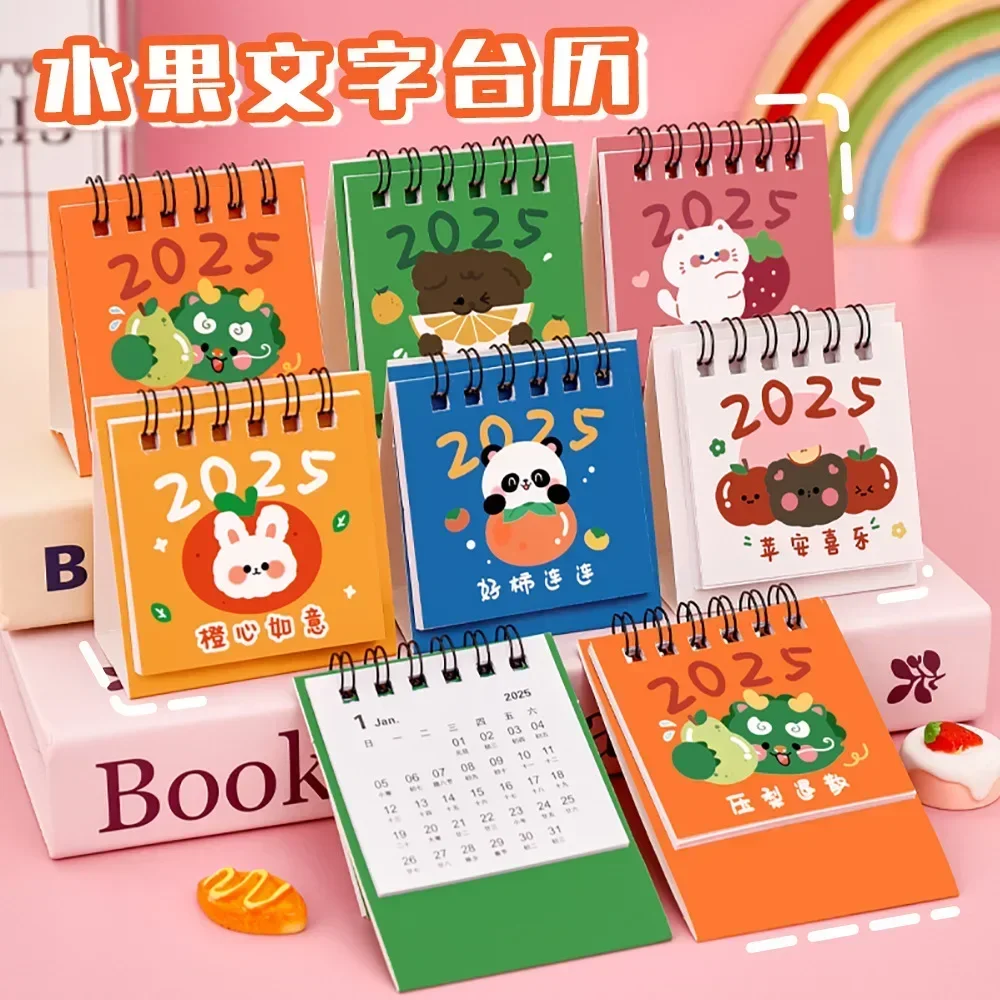 Tischkalender 2024.7-2025.12 Kawaii Mini-Kalender Bücher Cartoon Stehender Flip-Kalender To-Do-Liste Täglicher monatlicher Jahresplaner