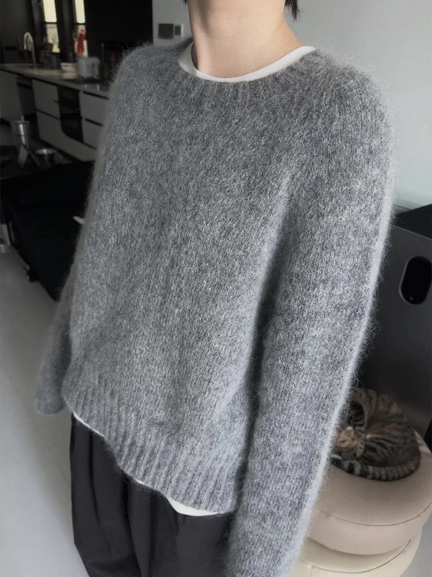 100% الصوف الخالص س الرقبة البلوز في الخريف والشتاء جديد سترة الكشمير المعنقة المرأة عادية متماسكة معطف المرأة