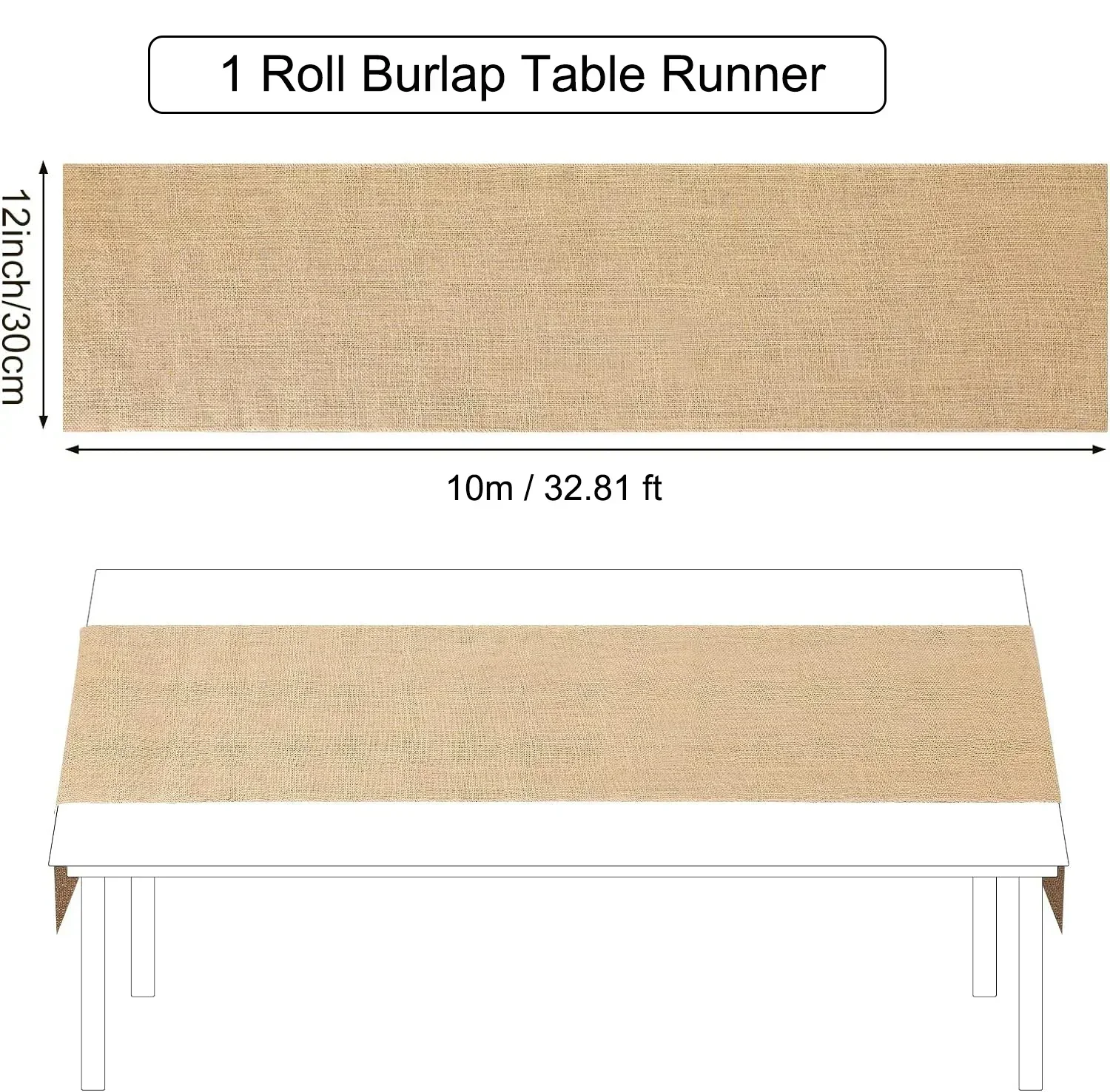 30cm Width 10M Jute Linen Delicate Vintage Natural Table Runner Burlap Rustic Khaki Party Country Wedding Decoration Decor