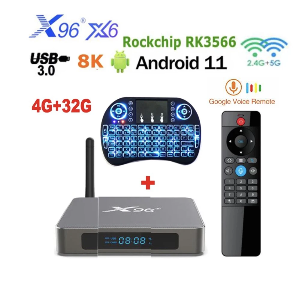 X96 X6 Android 11 TV Box 8GB 128GB 4G 64GB 32GB RK3566 4K USB3.0 2T2R Dual Wifi 1000M VS H96 MAX 3566 T95 MAX PLUS