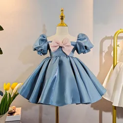 Baby Spanish Lolita Princess Ball Gown Bow Puff Sleeve Design Wedding Birthday Party Christening Dresses For Girls Easter A1590