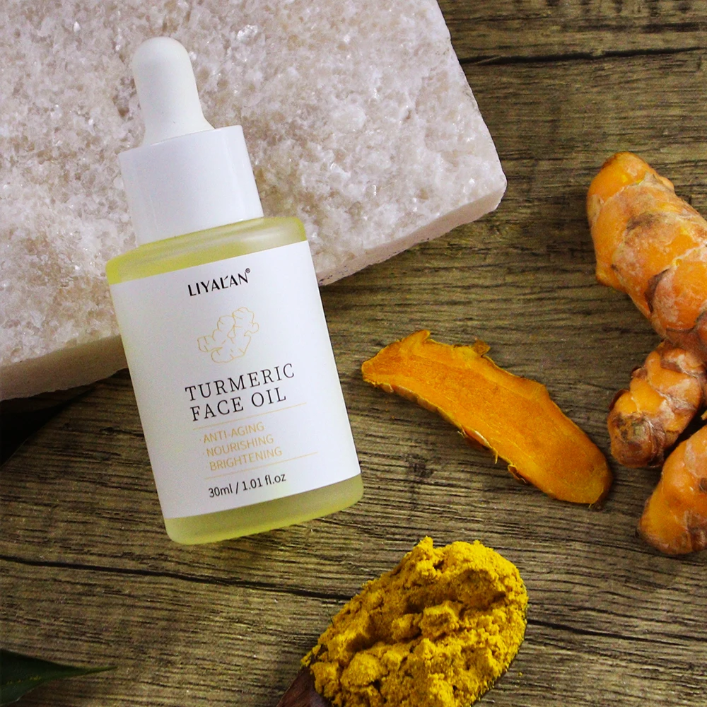 Turmeric Face Serum Oil Skin Glow Nourishing Anti Aging Anti Acne Not Greasy Skin Care Ginger Lemon Tumeric Facial Essential Oil