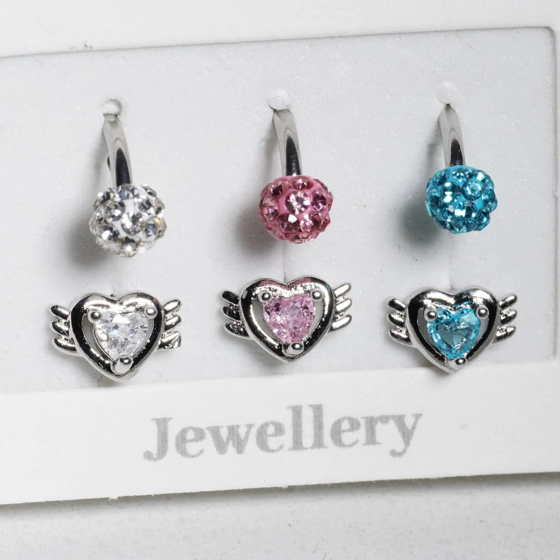 Love Lip Ring Piercing Flash Mud Ball Stainless Steel Earbone Ring Lip Labret Piercing Decoration Puncture Jewelry Wholesale